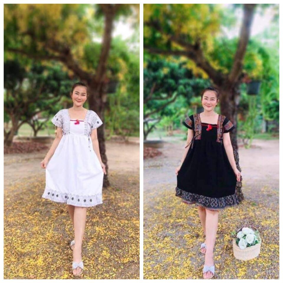 Korean Style Cotton Dress Decorated With Karen Pattern Comfortable And