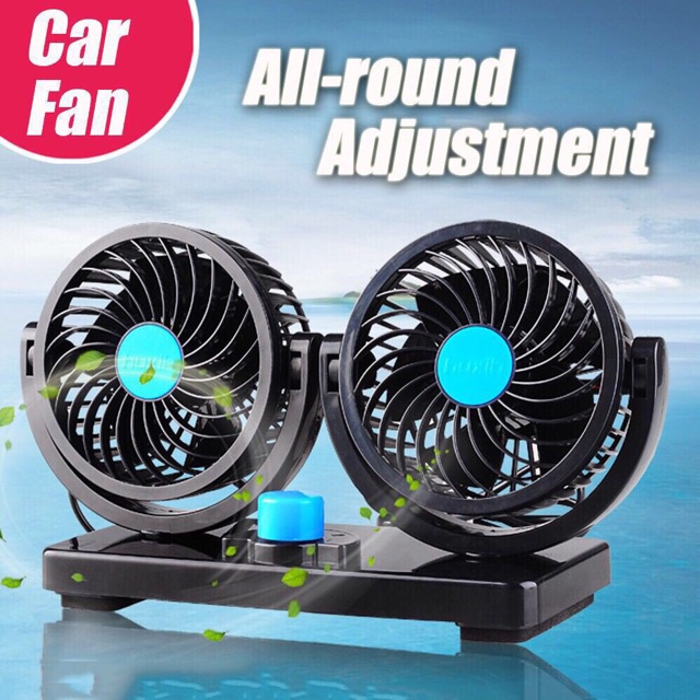 CAR FAN 12V 24v Cooling Aircon Dual Headed Car Fan 360 Degree Rotation ...