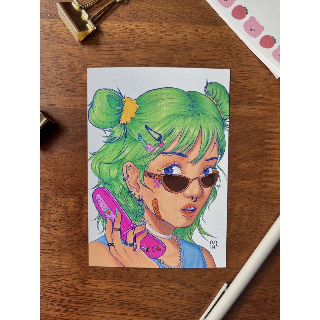 (paintbunni) A6 Flip Phone Art Print Shopee Philippines