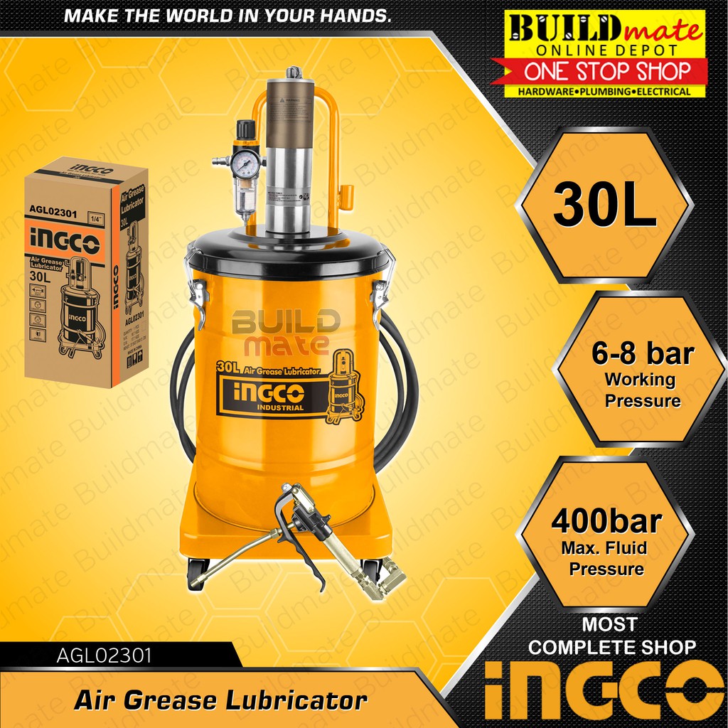 Buildmate x INGCO Air Grease Lubricator 30L Pneumatic Greasing Machine ...