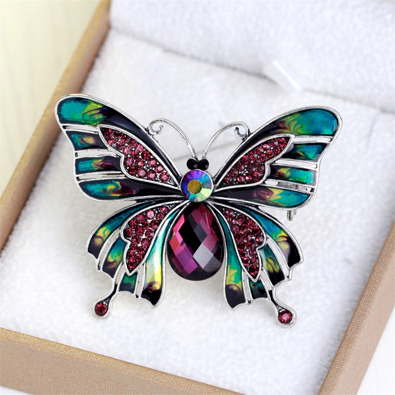 European and American enamel drip oil butterfly brooch court retro pin ...