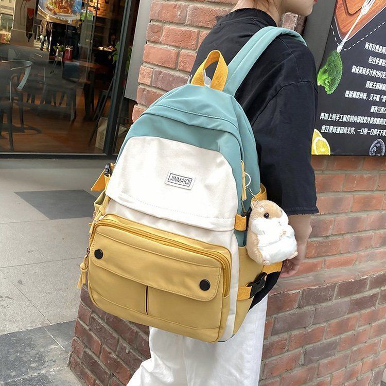 Cute Korean soft school backpack Clash color canvas backpack students large  capacity schoolbag