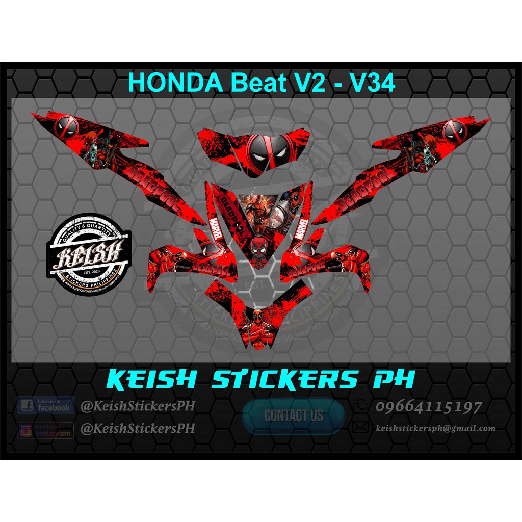 Decals for Honda Beat (V2) FI - V34 | Shopee Philippines