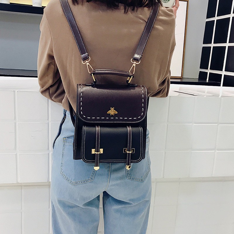 Bumblebee Leather Backpack Women Vintage Backpacks Girls Preppy Small Shoulder Bagpack Shopee Philippines