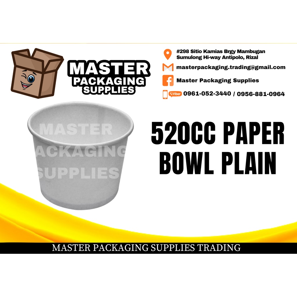 50 pieces 520cc Paper Bowl Laminated White Rice Toppings Meal Bowl Food