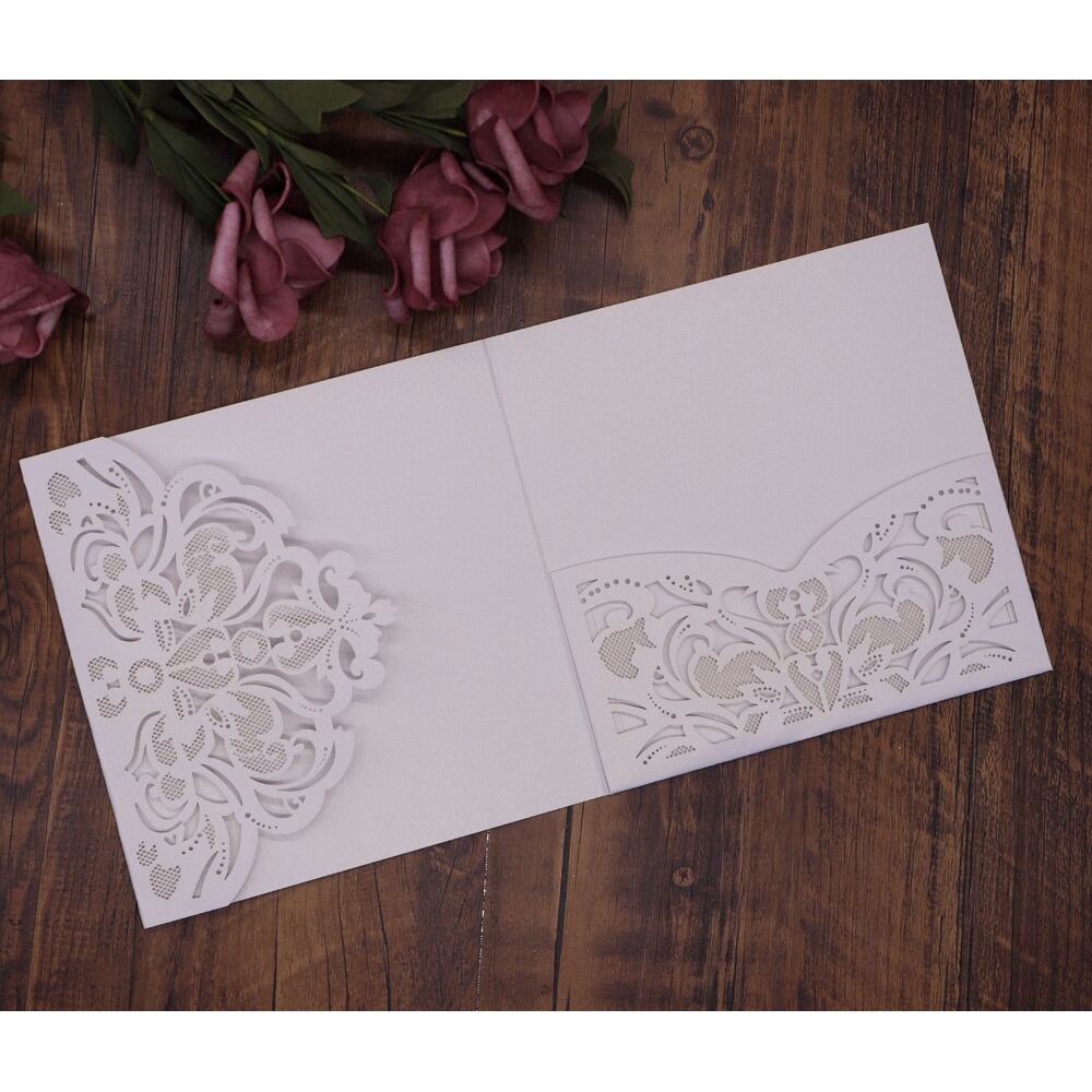 10pcs/pack Lace Laser Cut Wedding Invitation Card Cover Square ..., image size:1000x1000