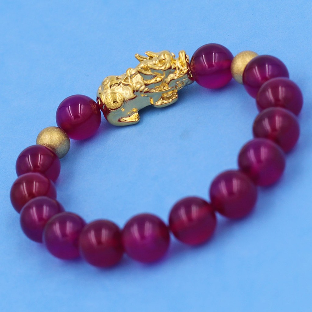 10mm pink feng shui bracelet with stainless steel pixiu VTTAHTHVHB10 ...