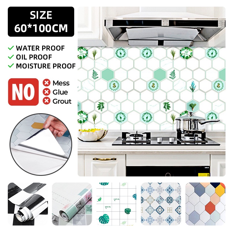 60*100cm Kitchen Wallpaper Dapur Waterproof and Oilproof Sticker Thick ...