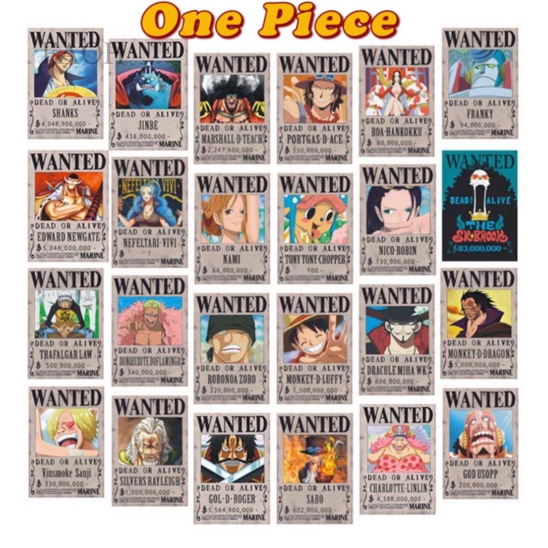 One Piece Wanted Poster 24pcs Set Anime Peripheral Home Wall Decoration ...