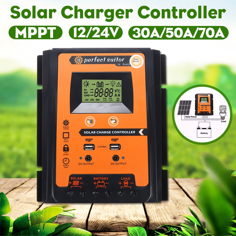 PV Panel Battery Charge Controller Solar System Contrôleur De Charge Solaire MPPT 12V 24V, Régulateur De Panneau Solaire WiFi Automatique 60A 50A 40A PWM 30A Solar Charge Controller 12V/24V Auto