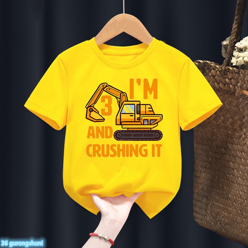 Funny boys t shirt excavator t shirt graphic print 2 3 4 5 6 7th