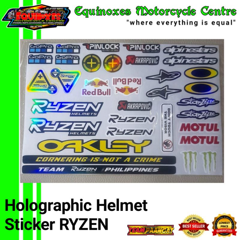 Helmet Visor Holographic Sticker Ryzen Brand Shopee Philippines
