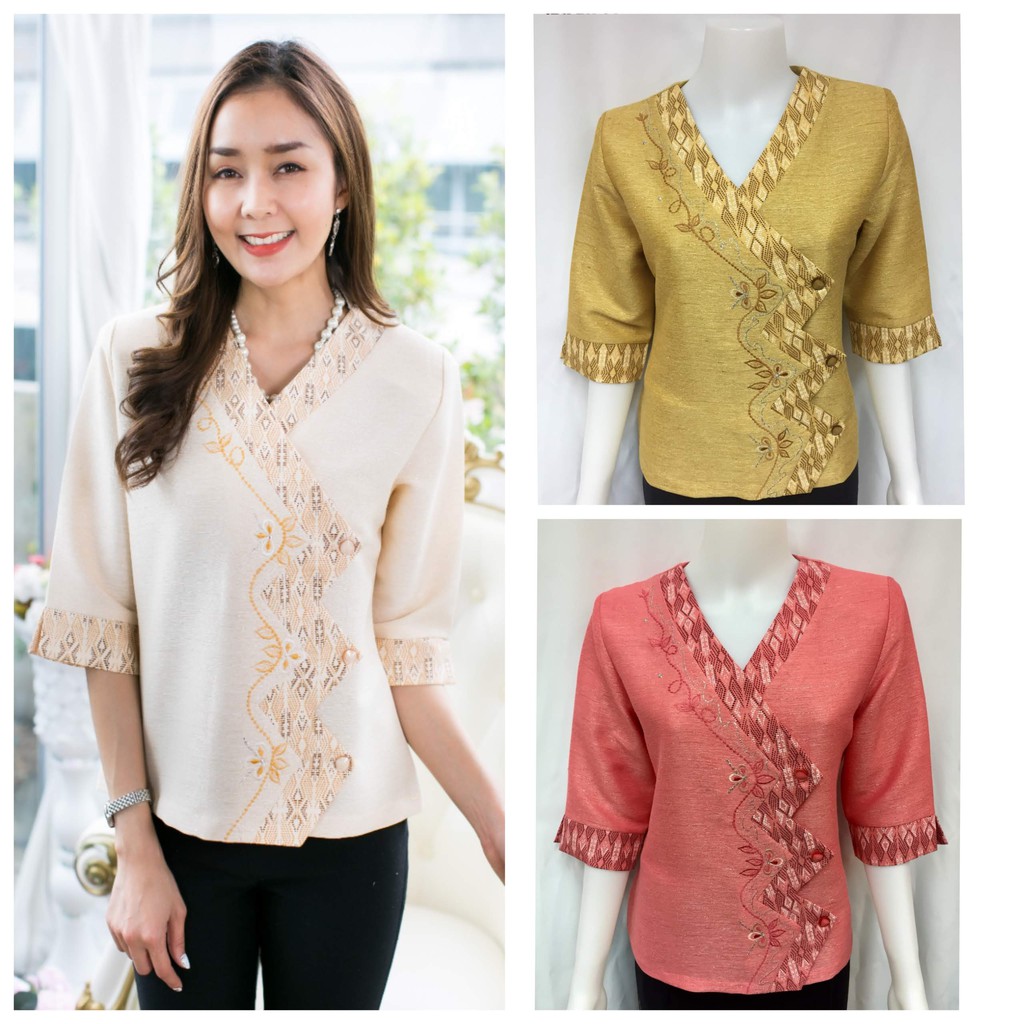 - (Many Colors) Old Man Shirt Lace Silk Age Elderly Mother Thai ...