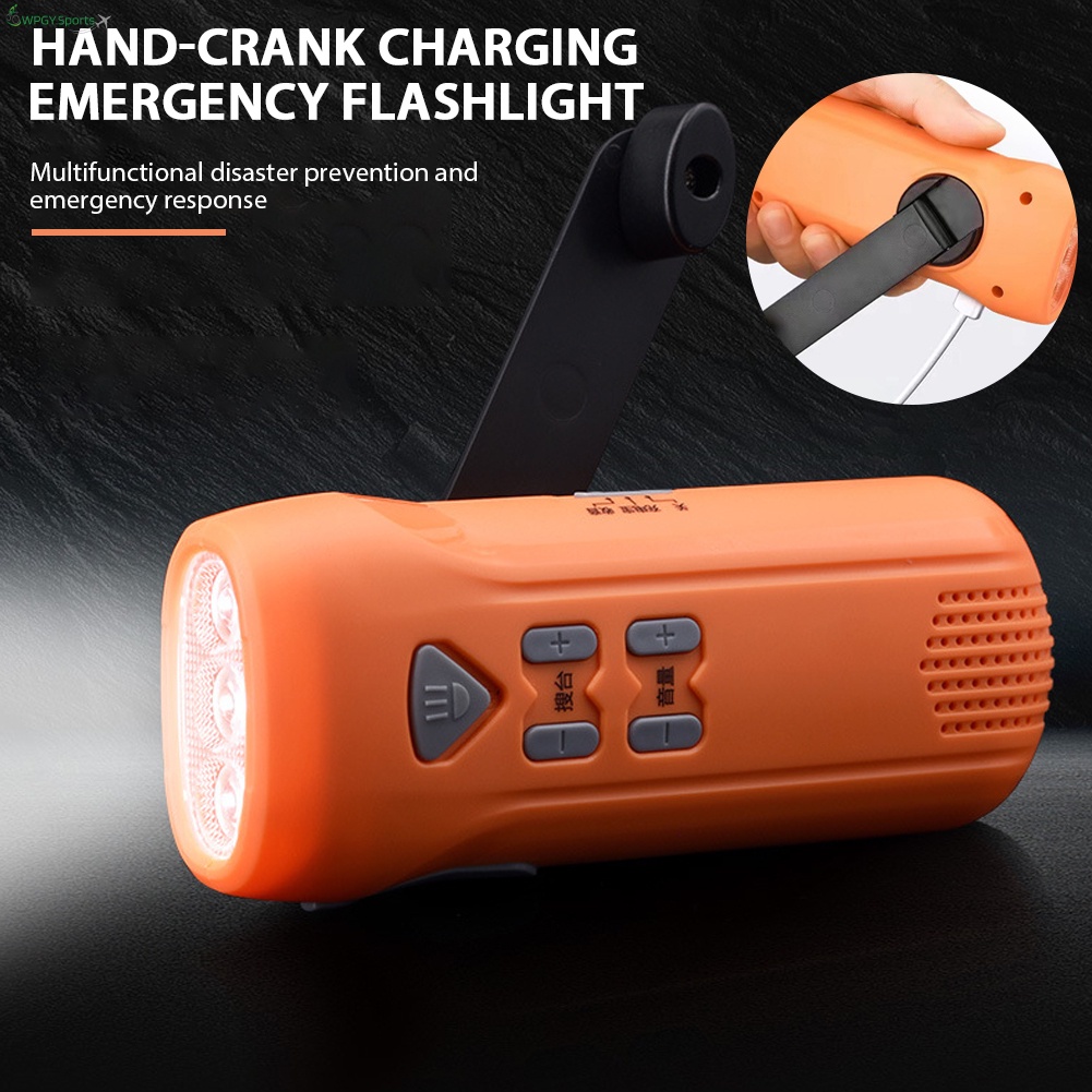 Hand Crank Rechargeable Torches with Phone Charger Self Powered