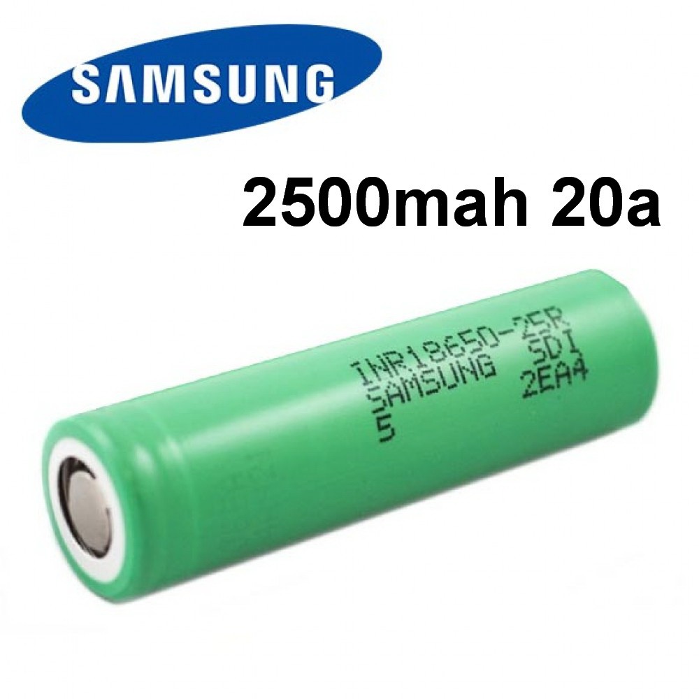 Genuine Samsung 25R 18650 Cells 2500mah 20a 3.7v High Drain Sold Per Pc