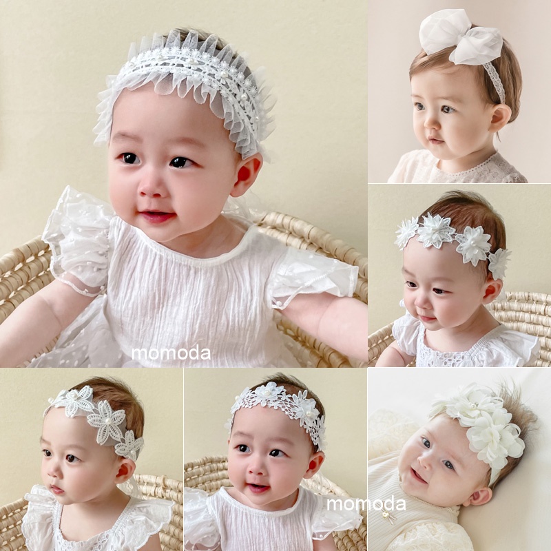 Korean Flower Baby Girl Headband White Lace Flower Newborn Toddler Turban  Christening Headbands for Girls Kids Birthday Hair Accessories