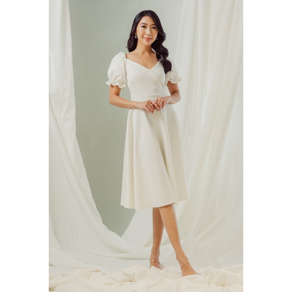 Karimadon Coleen Puff Sleeved Fit And Flare Dress Shopee Philippines