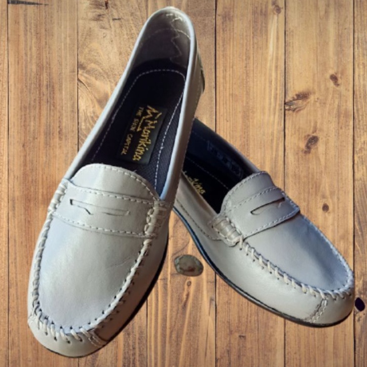 BANDA LIGHT GRAY Fashionable Genuine Leather Casual Flat Shoes Loafers Topsiders Women Marikina