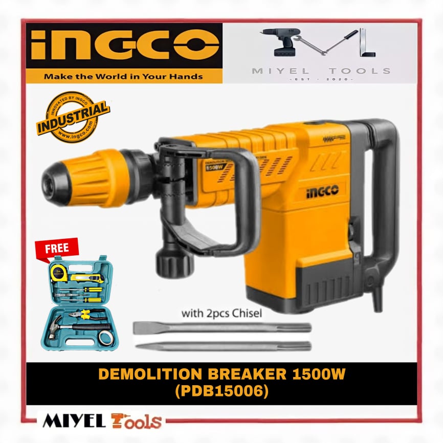 INGCO Demolition Breaker Hammer 1500W (PDB15006) w/ FREE TOOLSET ...
