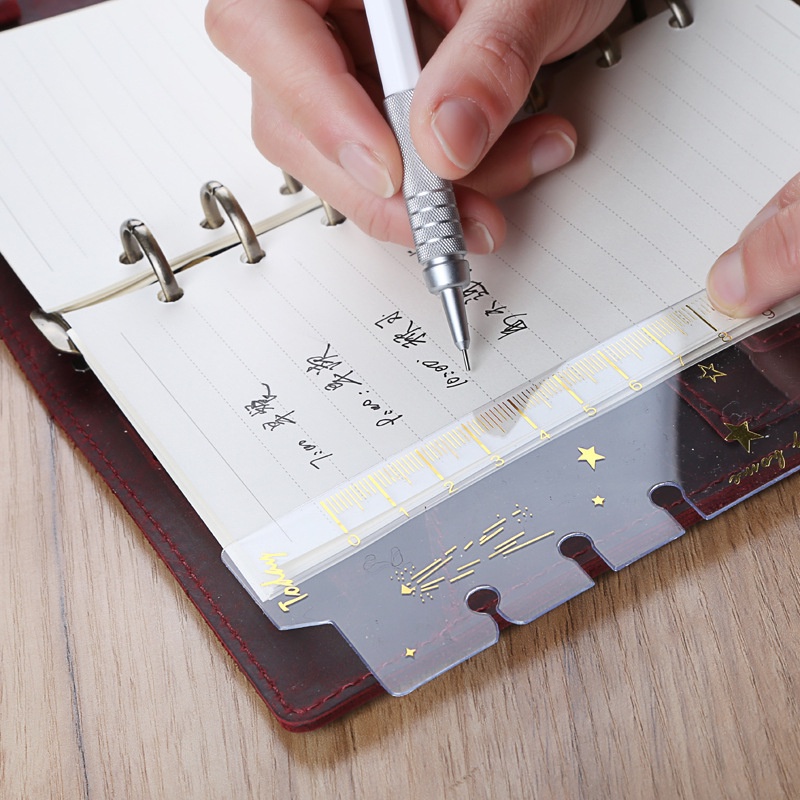 A6 6 Holes Gold Foil Stamped Divider PVC Ruler/Weekly/Monthly 3pcs/set ...