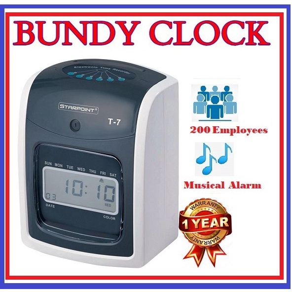 Bundy Clock Time Attendance Recorder Digital Bundy clock Time in