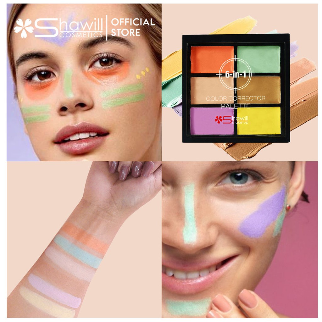 ☽Shawill Make-up 6 in 1 Color Corrector Palette 10.8g/ 0.38 oz