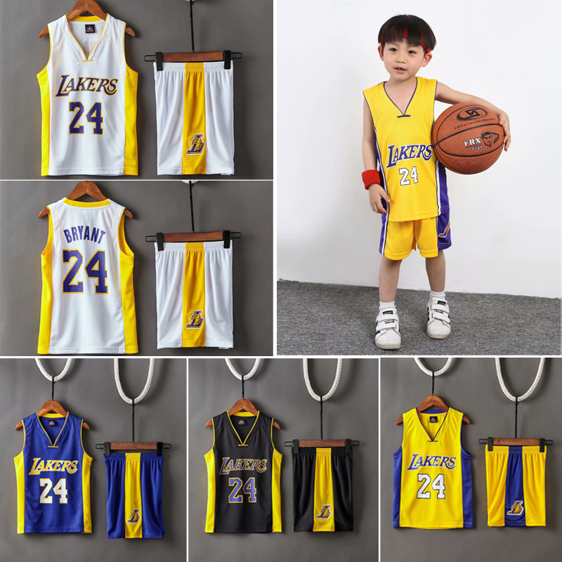 Kids NBA Los Angeles Lakers Kobe Bryant 24 Boys Girls High Quality Dri FIT Basketball Jersey Uniform Suit Shopee Philippines