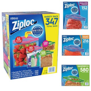 Ziploc Gallon, Quart, Sandwich, and Snack Storage Bags - Variety Pack - 347