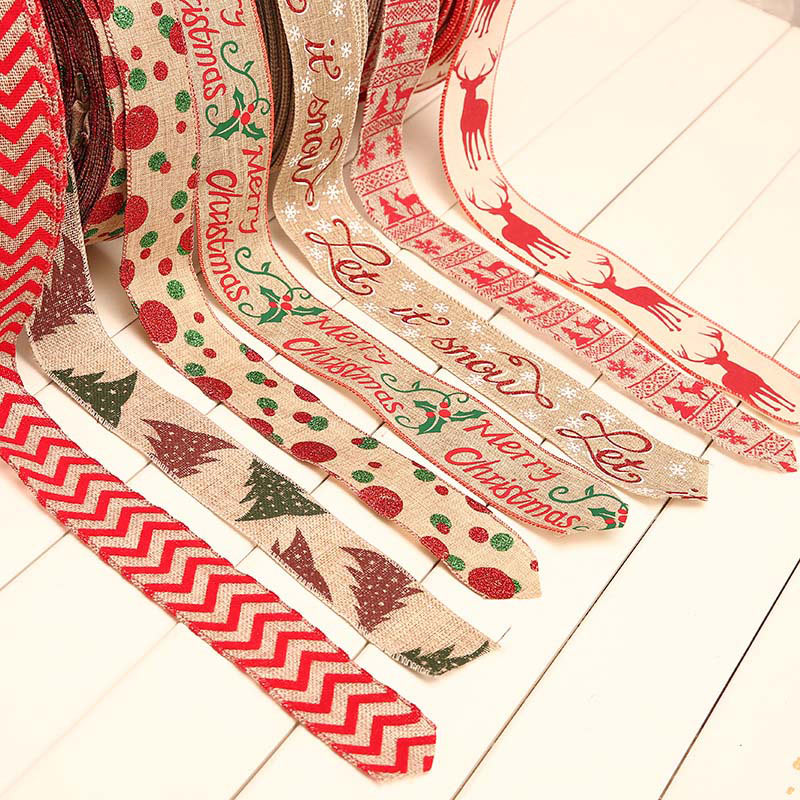 Multi-pattern Linen Christmas Ribbon DIY Accessories Trademark Ribbon ...