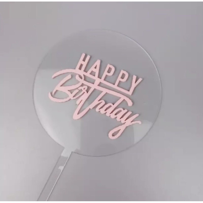 Clear Acrylic Round Shaped Happy birthday Cake Topper | Shopee Philippines