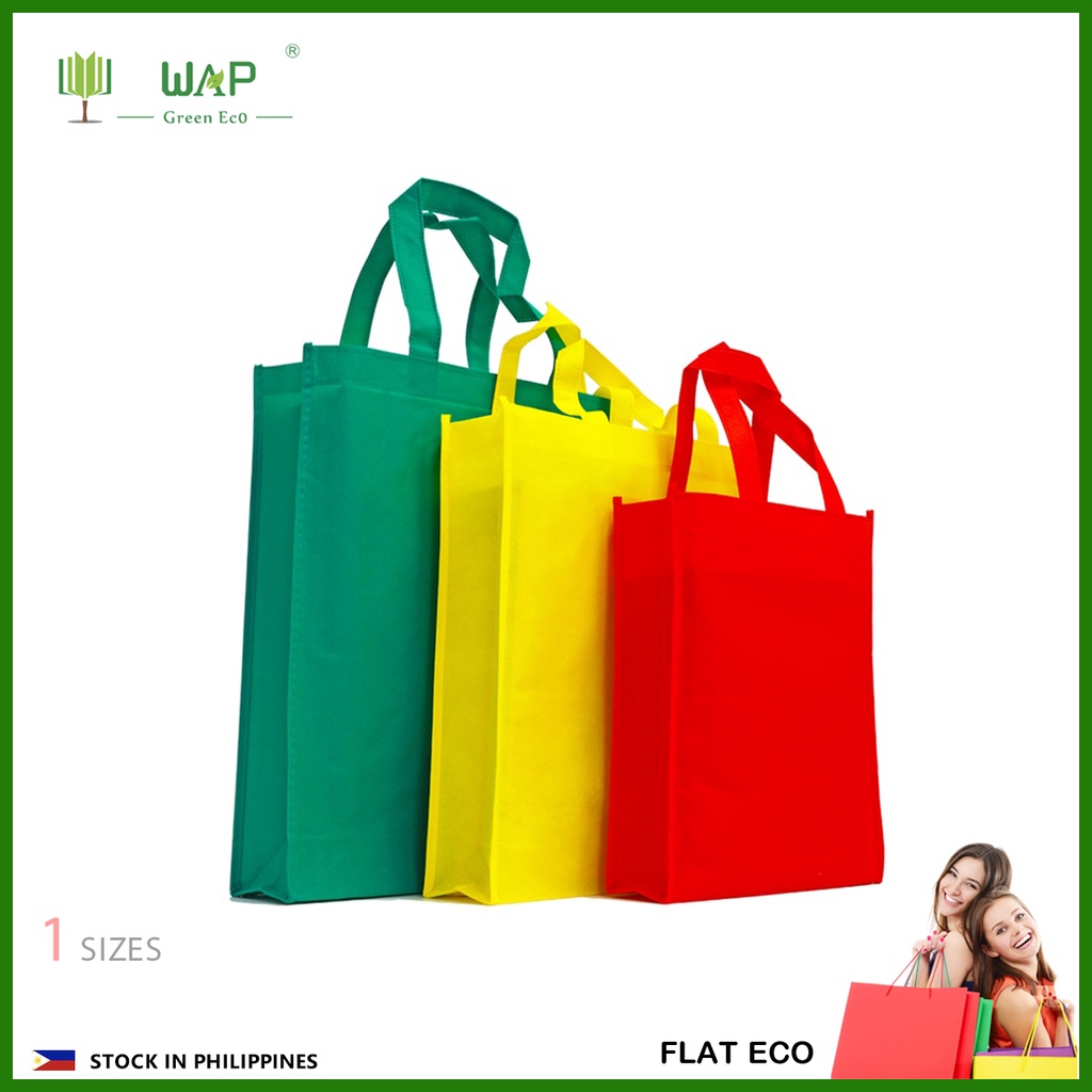 Wap Green 20pcs pack Eco Bag Tote Bag Plain Reusable Shopping PT Bag Seasonal HandBag Packaging Bag Shopee Philippines
