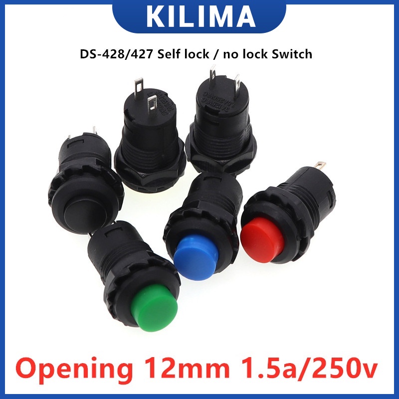 5Pcs Self-Lock / Momentary Pushbutton Switches DS427 DS428 12mm OFF- ON ...