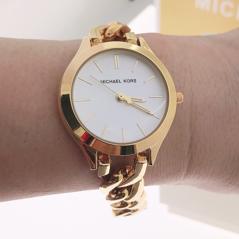 MK WATCH Slim Runway Dial Gold-tone Ladies Watch MK3222 MK Watch For ...