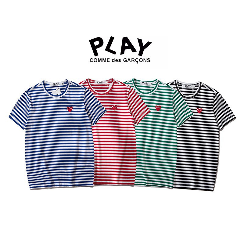 Cdg play shop striped short sleeve