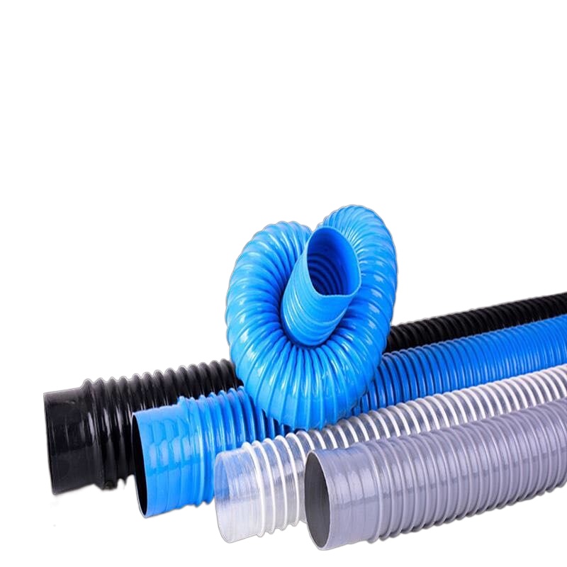 Ventilation duct exhaust pipe PVC plastic blue spring telescopic hose