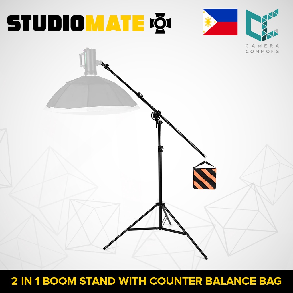 STUDIOMATE SM25 154" 390cm 2 in 1 Light Stand Boom Arm with Sandbag for