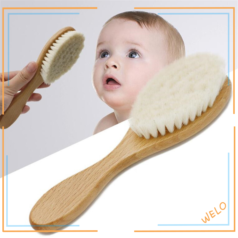 Small Soft Pearwood and Goat Hair Baby Hairbrush - The Foundry Home Goods