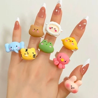 Cheap Acrylic Frog Ring Chick Resin Rings For Women Girls Simple