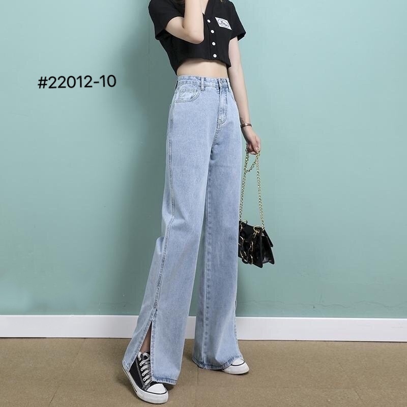 High-waist all-match drape mopping pants, micro-slit jeans, women s ...