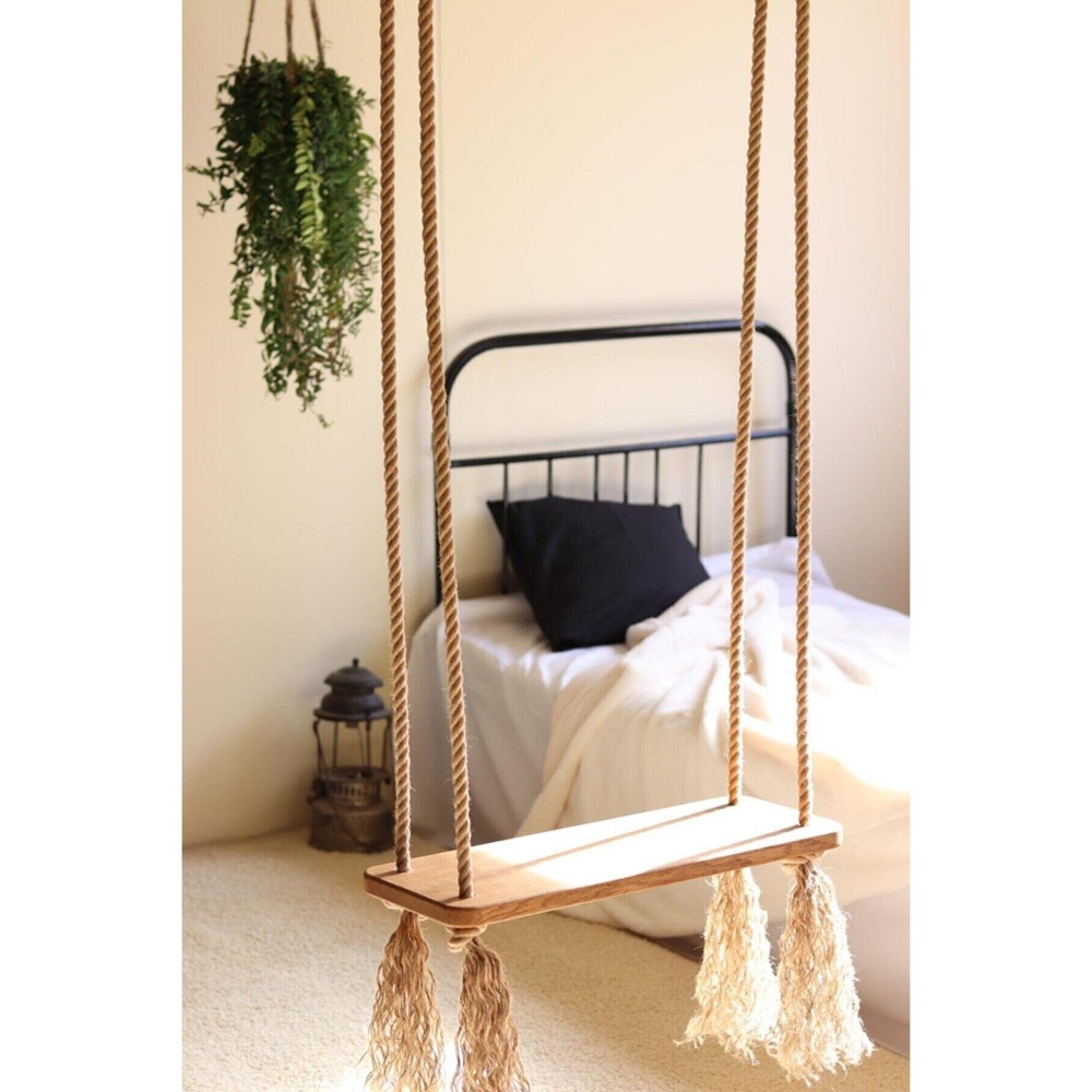 Wooden Rope House Swing Hammock Ceiling Swing House, Garden Swing Play ...