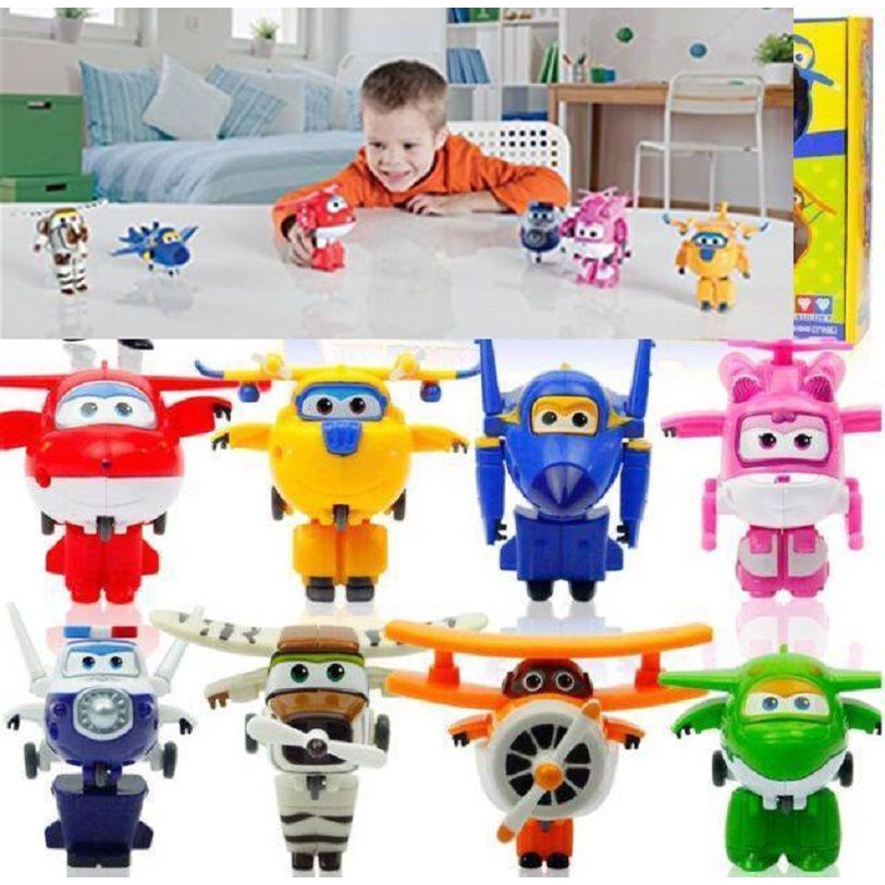 Super Collectible 8pcs Wings Mini Planes Toys Including Figures Robot ...