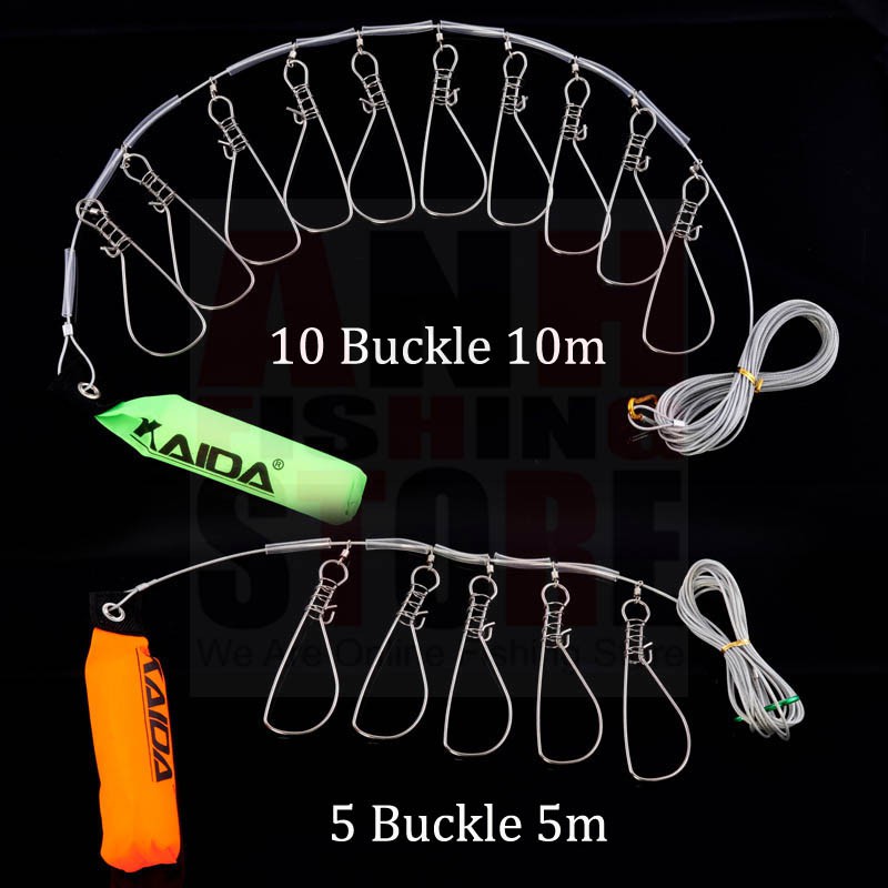 5m / 10m Stainless Steel Fish Buckle Set with Buoy Gali Ikan Set dengan ...
