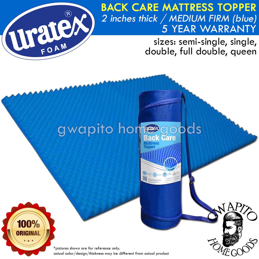 Uratex Back Care Mattress Topper MEDIUM FIRM (blue) 2" thick ( Single