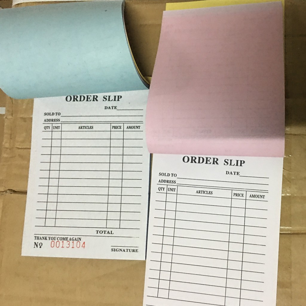 ORDER SLIP List 9x13cm (Small size) duplicate and triplicate carbonized