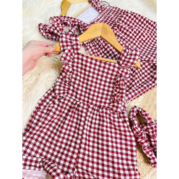 Checkered Romper (With Headband) Shopee Philippines
