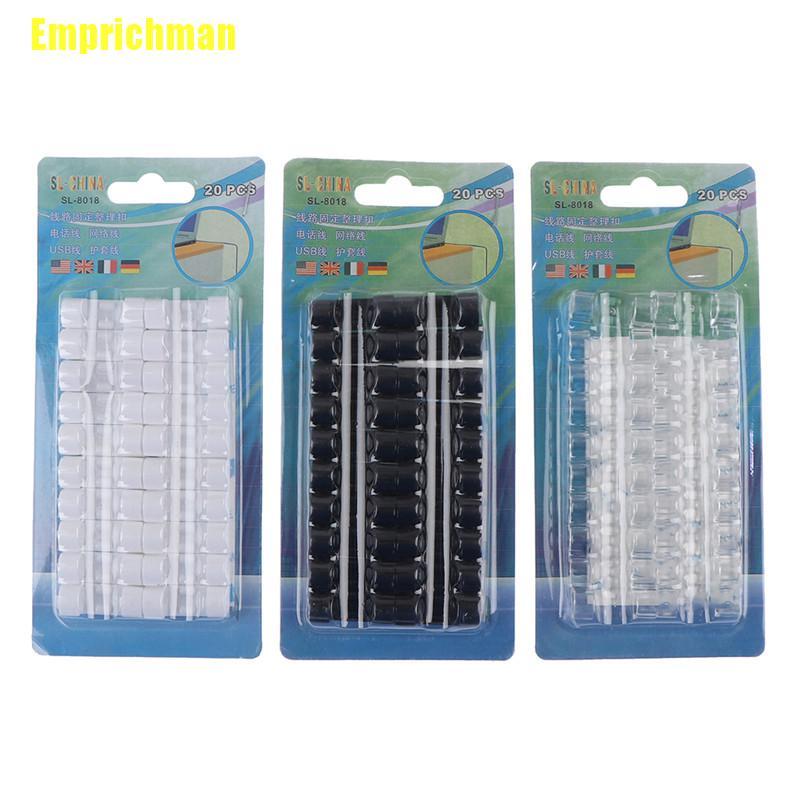 Emprichman 20pcs Bag Set Finisher Wire Clamp Socket Holder Self Adhesive Cable Organizer Line