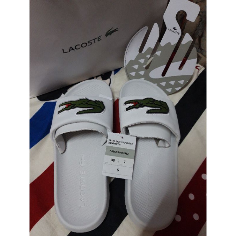 Lacoste slippers outlet white