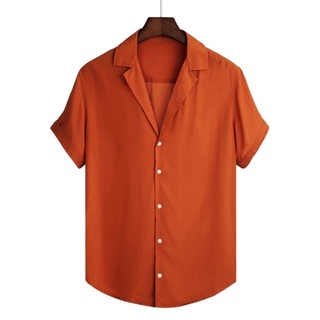 Women Tops Lapel Neck Button Up Blouse (Color : Burnt Orange, Size