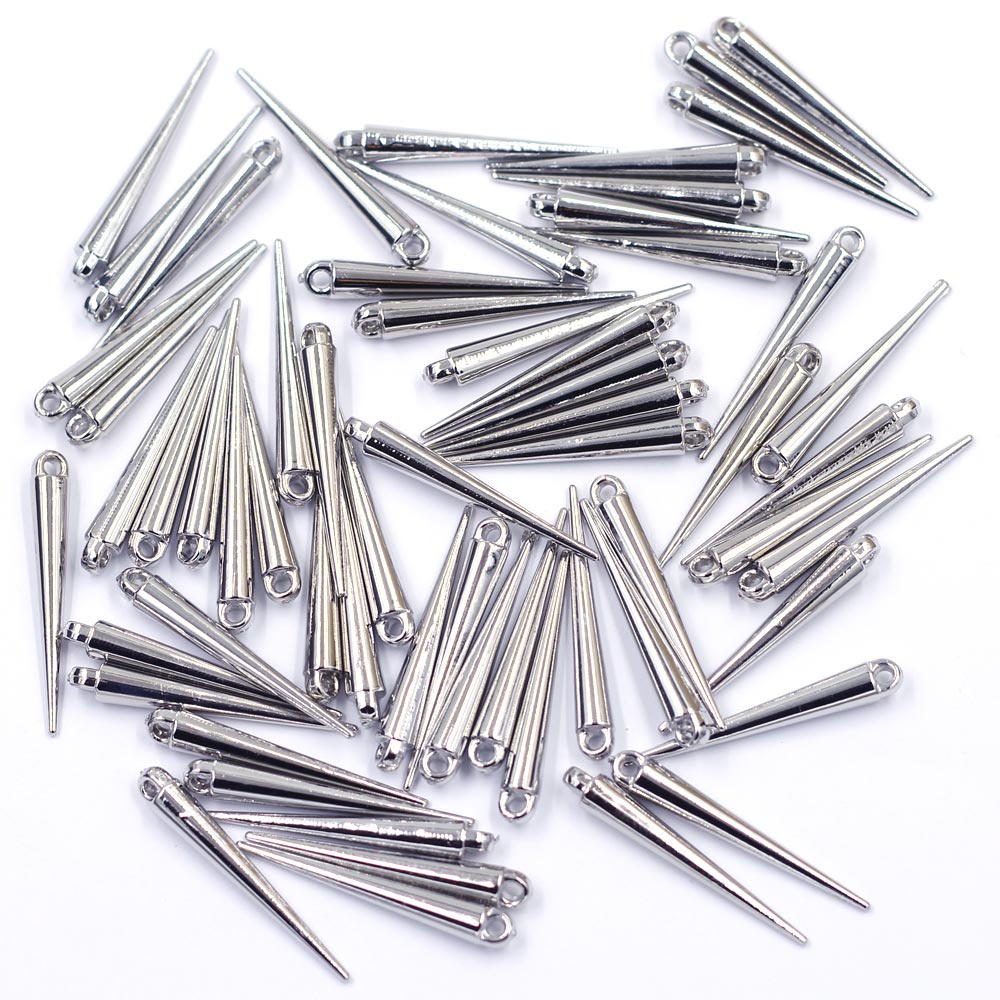 50Pcs Pendants Silver Tone Cone Acrylic Spike Tear Rivet Punk Studs and ...