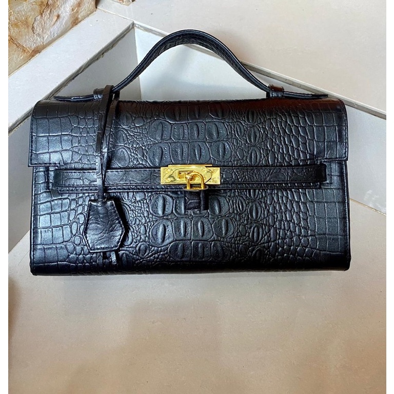 Long keli Genuine Cow croco Leather | Shopee Philippines